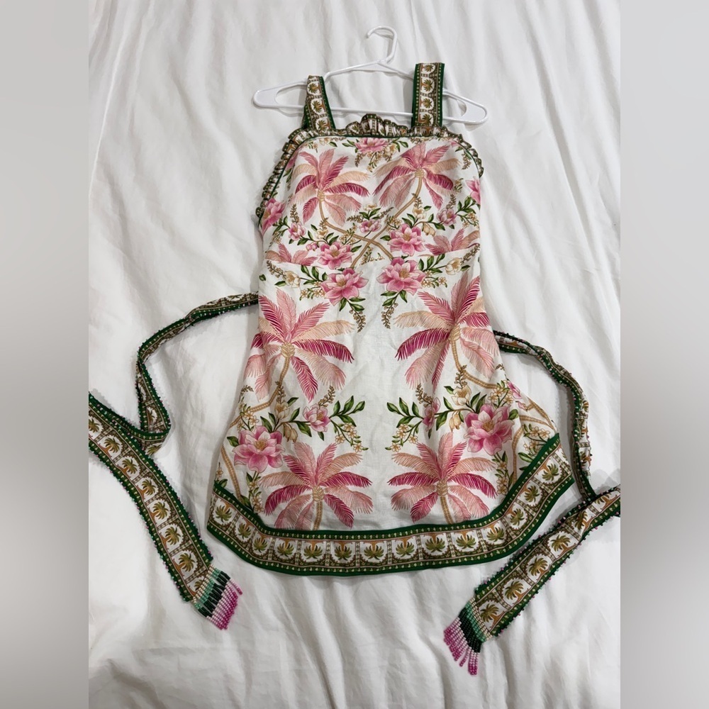 Farm Rio Palm Dream Off-White Sleeveless Angled Mini Dress - Picture 10 of 15